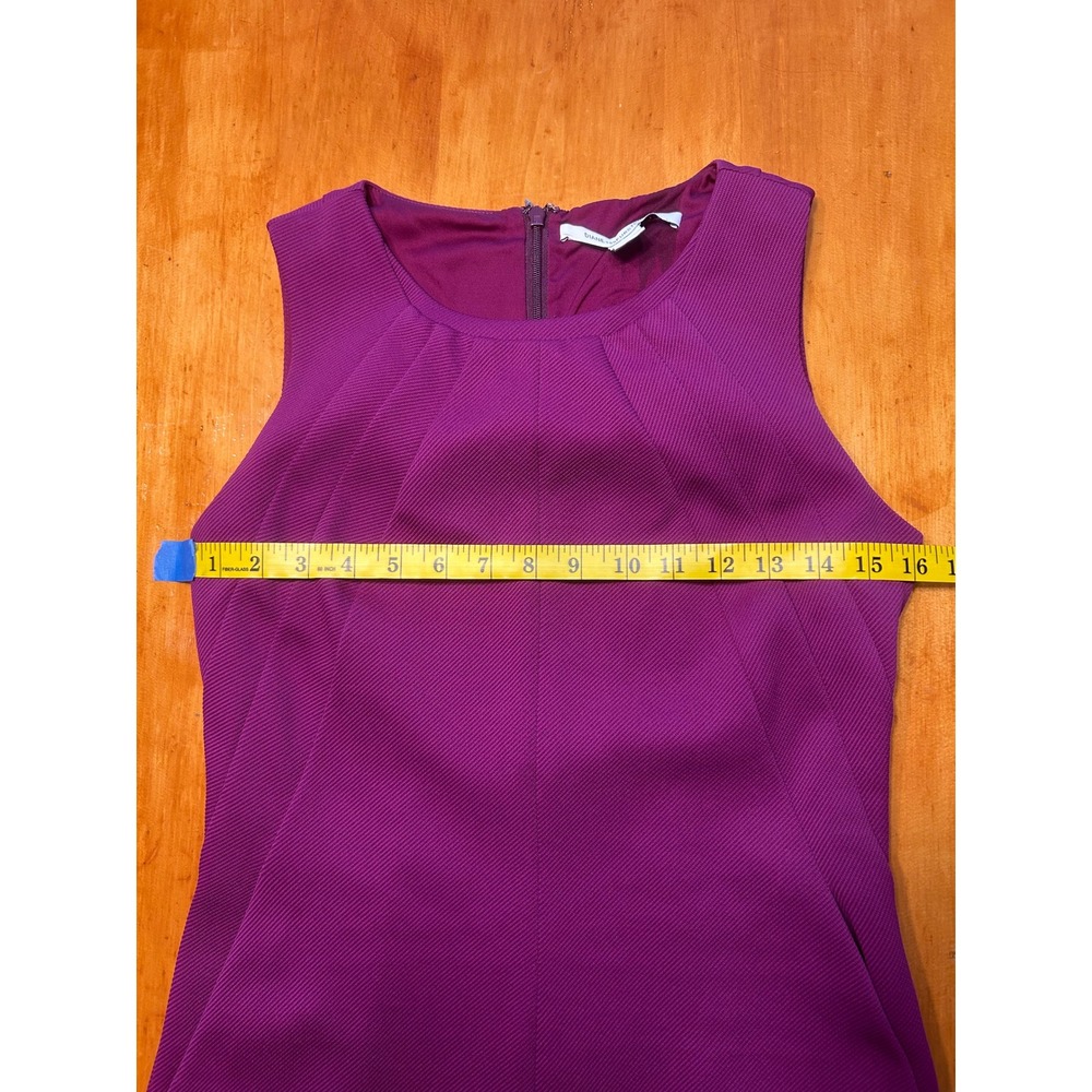Diane von Furstenberg Magenta Purple Textured Sleeveless Pocket Shift Dress Chic - Picture 5 of 14